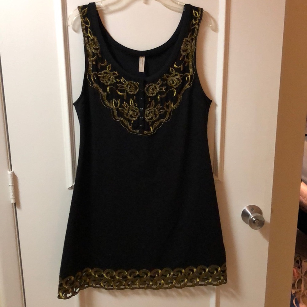 Black and Gold Free People dress.